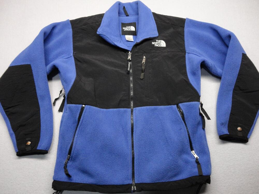 The North Face Denali Jacket Womens Medium Blue Black Fleece Full Zip Outdoor
